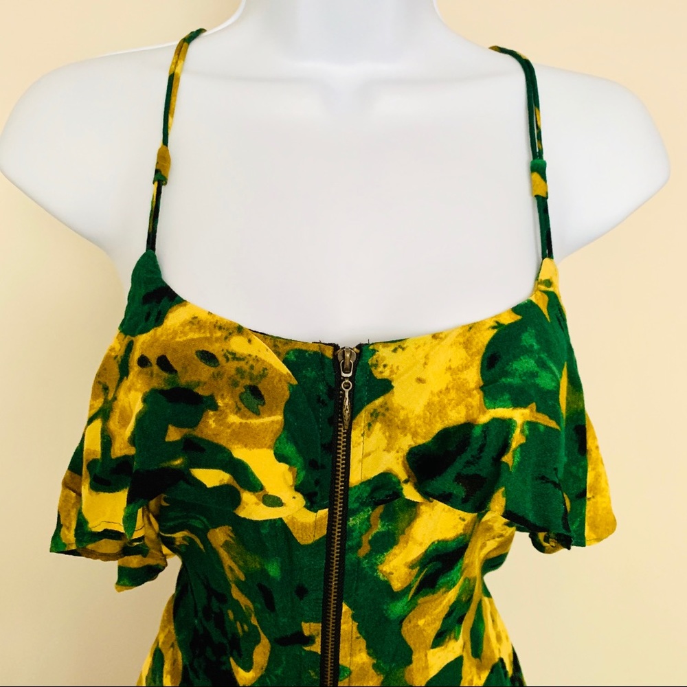 Gold and Green Dress w/Ruffles - Picture 2 of 5